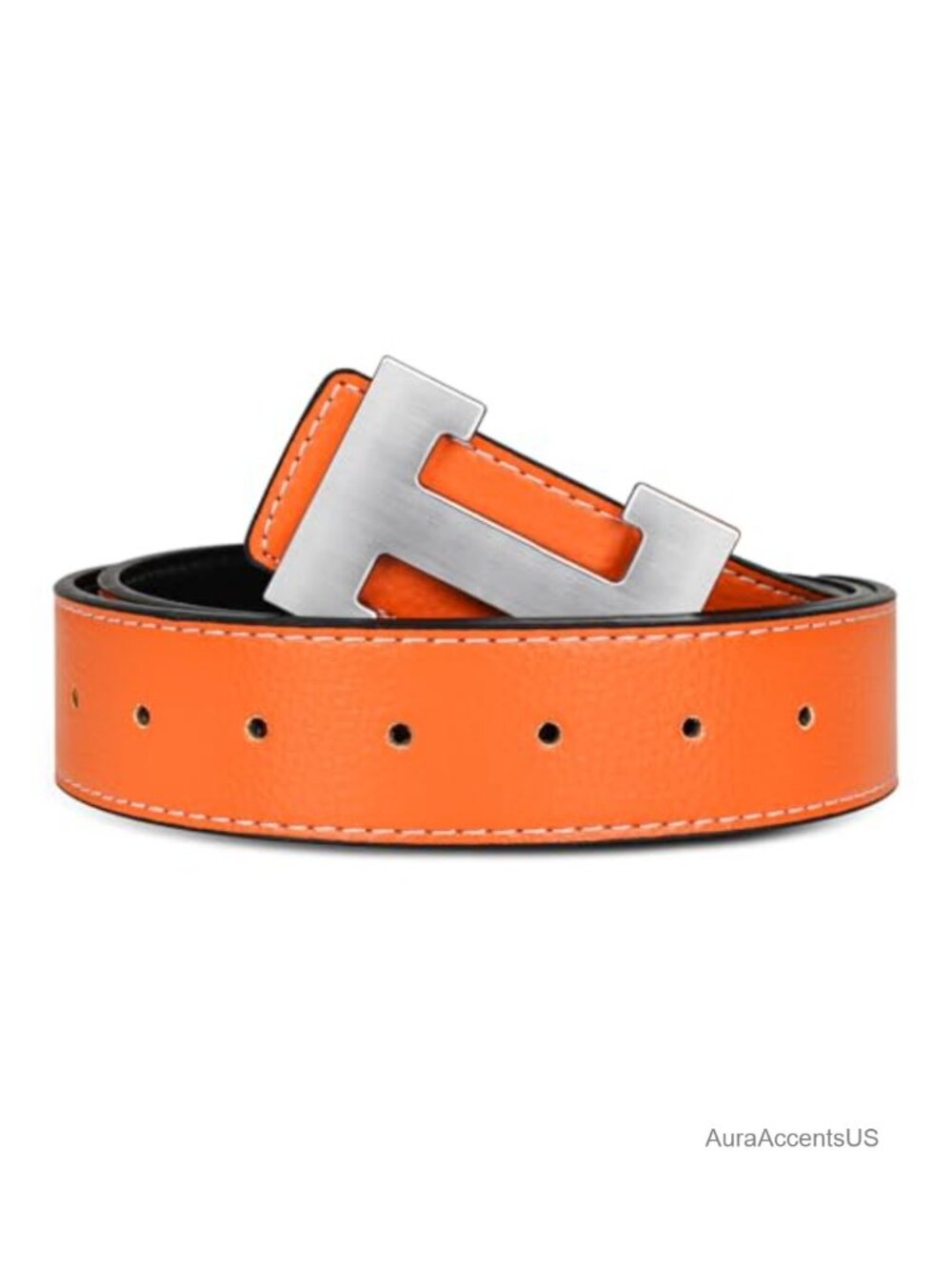 Leather Ratchet Belt Adjustable Formal Business Automatic Buckle